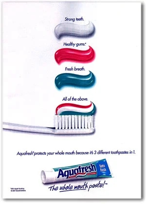 Image of a toothpaste ad called "the first-ever advertisement."