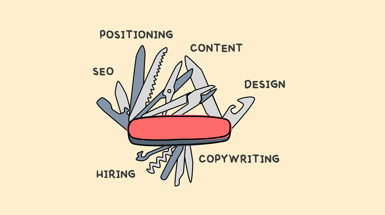 A one-person marketing team is like a Swiss army knife