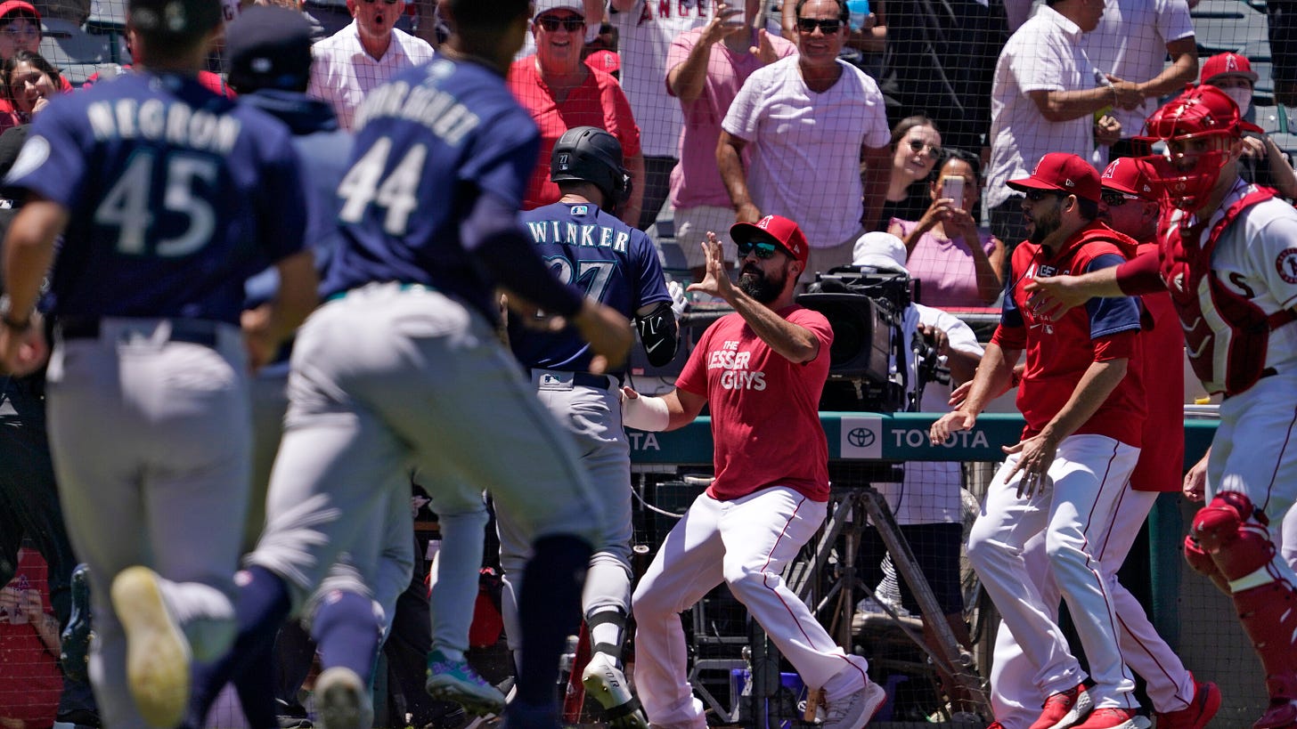 Angels and Mariners Brawl Results in 47 Games of Suspensions - The New York  Times