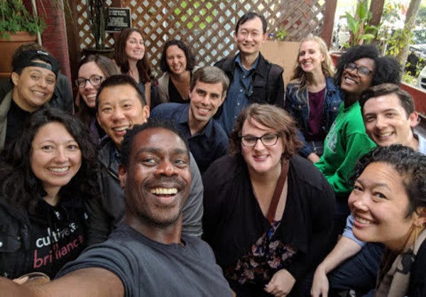 HHH #6 was great! A total of 35 loyal readers attended, a record turnout. Here are some of us (from left, sort of clockwise): Clem, Angelina, Abby, Peter, Michele, Ainate, Calvin, Samantha, Ray’Von, Kyle, Shannon, Amy, and Wenner (thank you for taking the wefie!).