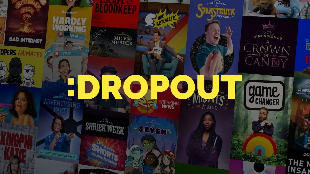 A collage of show posters from Dropout.