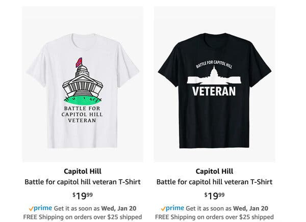 Amazon has carried &ldquo;Battle for Capitol Hill Veteran&rdquo; shirts.