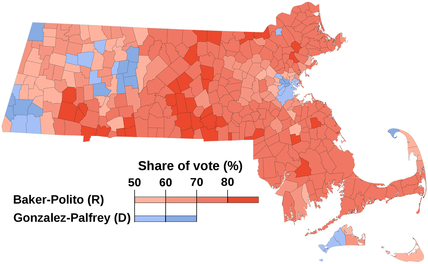 Massachusetts gubernatorial election results by municipality, 2018.svg