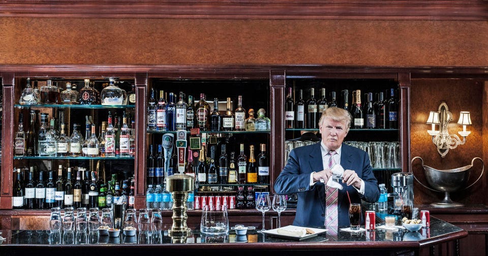 Donald Trump tends bar