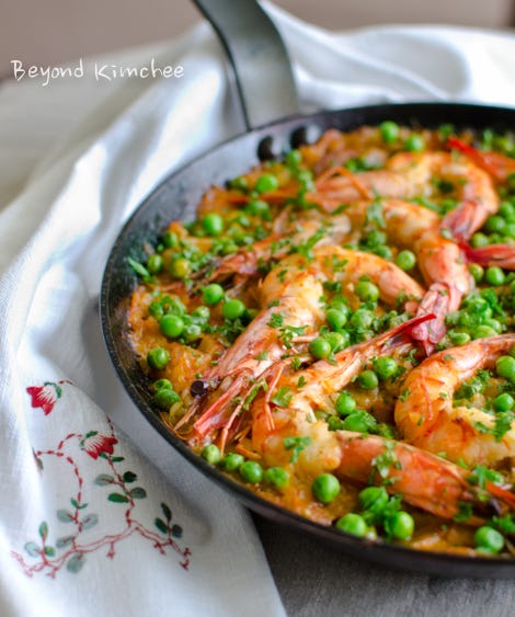 Kimchi Chorizo Shrimp Paella | Beyond Kimchee