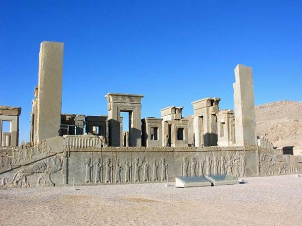 Ruins of the Tachara showing impressive array of stone relief, Persepolis
