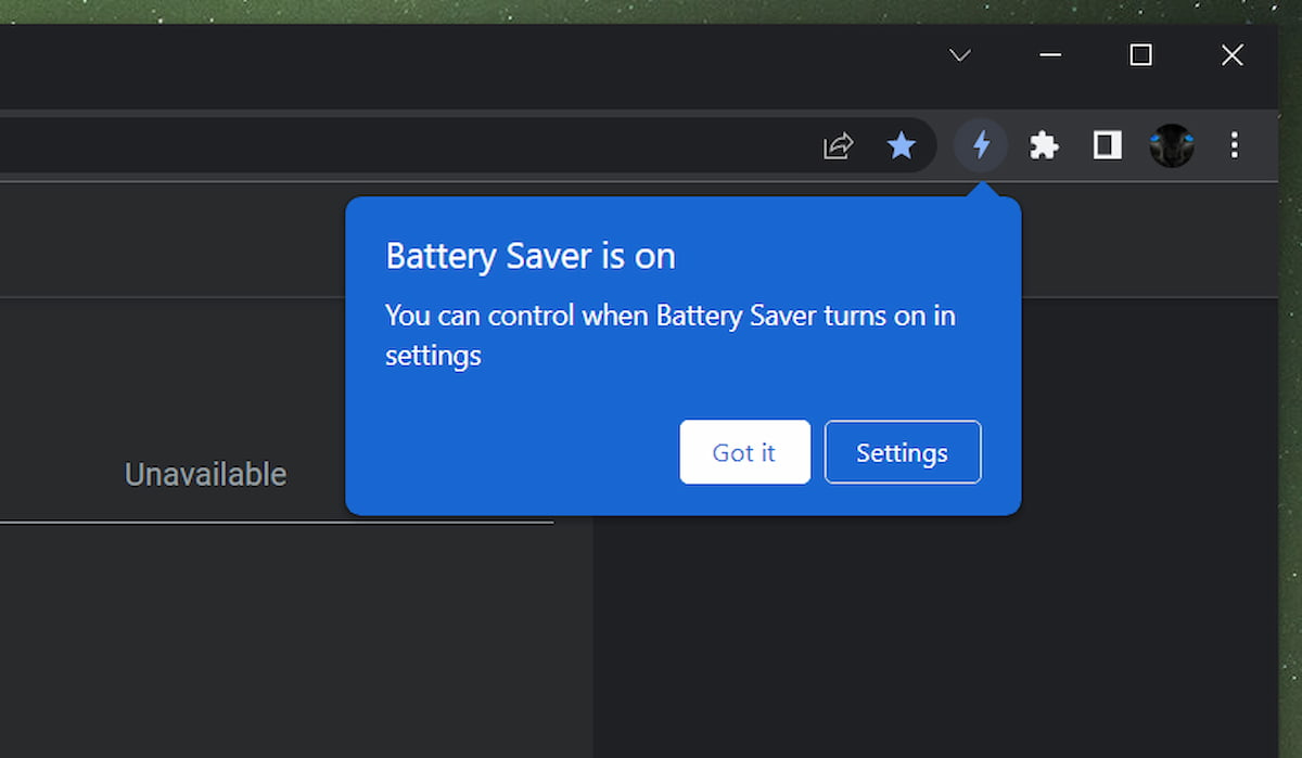 Energy Saver mode in the Chrome 108 release