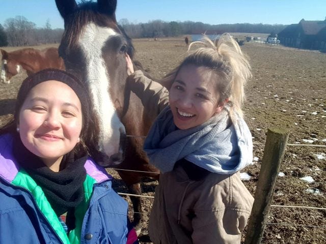 Me and my sister Ana with a horse