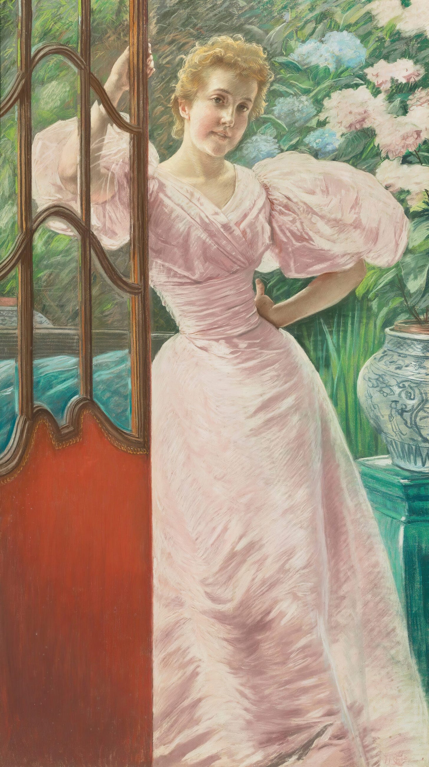 Portrait Of A Young Woman In A Conservatory (1895) by James Tissot