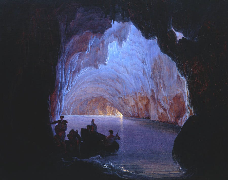 The Blue Grotto of Capri, 1835 Painting by Heinrich Jakob Fried