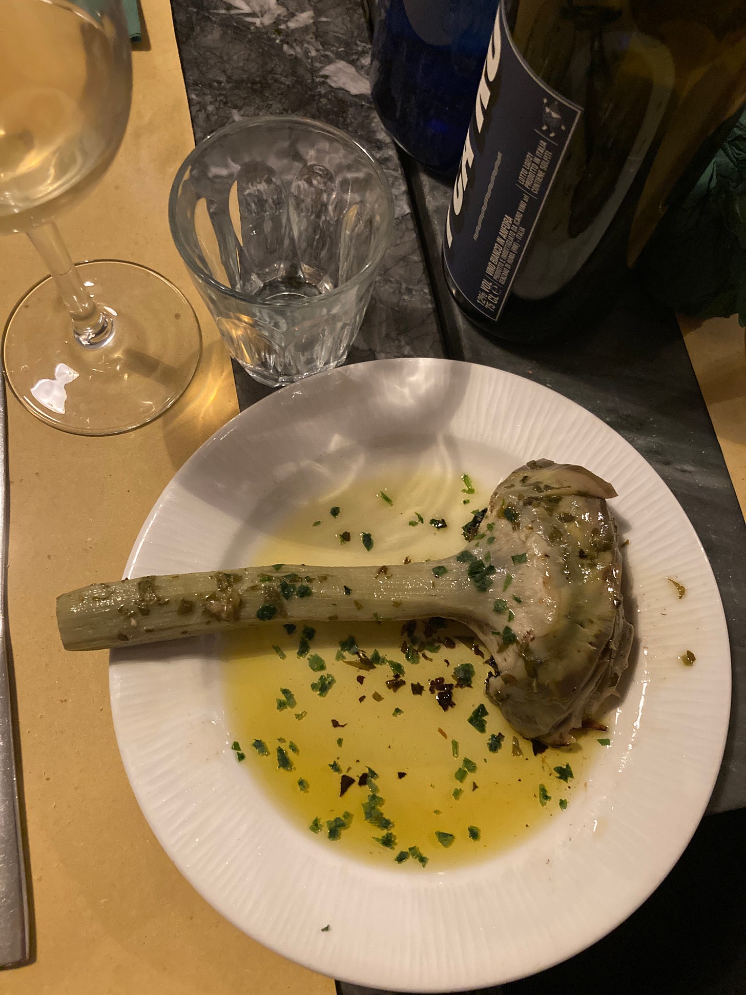 A Roman-style artichoke in olive oil