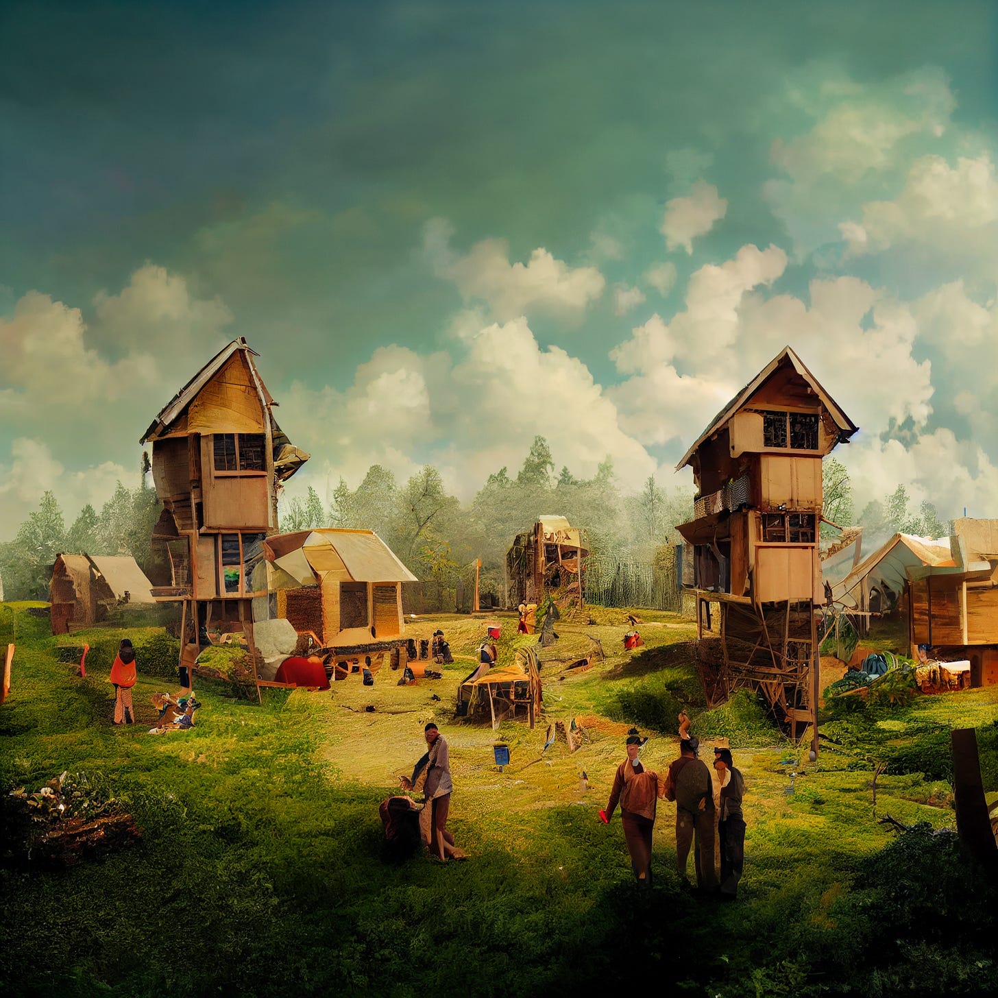 people building a utopian village