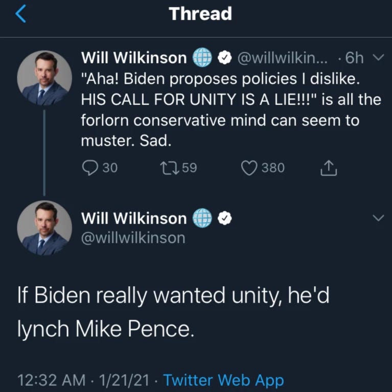 "If Biden really wanted unity, he'd lynch Mike Pence."