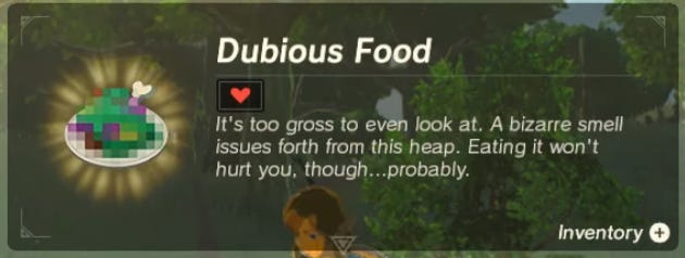 Dubious Food | The Legend of Zelda: Breath of the Wild | Know Your Meme