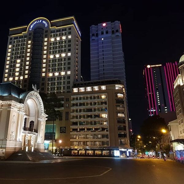 The Caravelle Hotel with a reminder that WE are in this together.