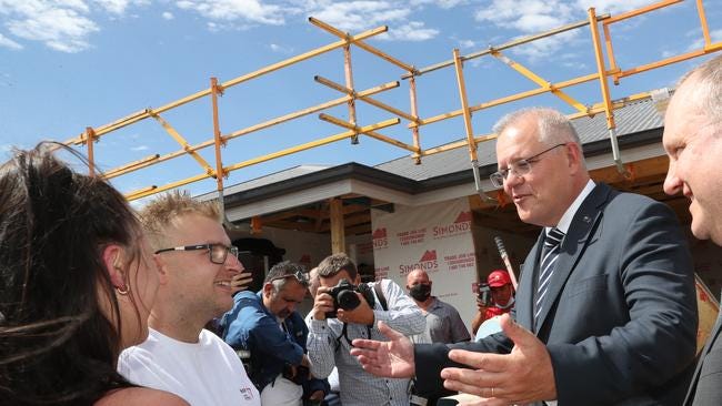Morrison’s idea is straightforward: individuals/couples will be able to withdraw up to 40 per cent of their superannuation balances, up to a cap, to be used to purchase a first home. Picture: NCA NewsWire/ David Crosling
