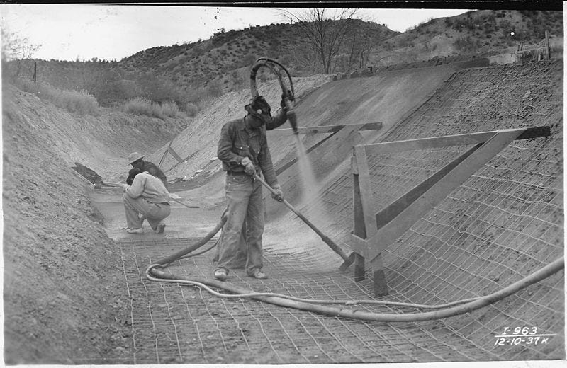 File:"Salt River - Power Canal - Typical section of gunite lining, Roosevelt Power Canal, one side and bottom only at... - NARA - 294602.jpg