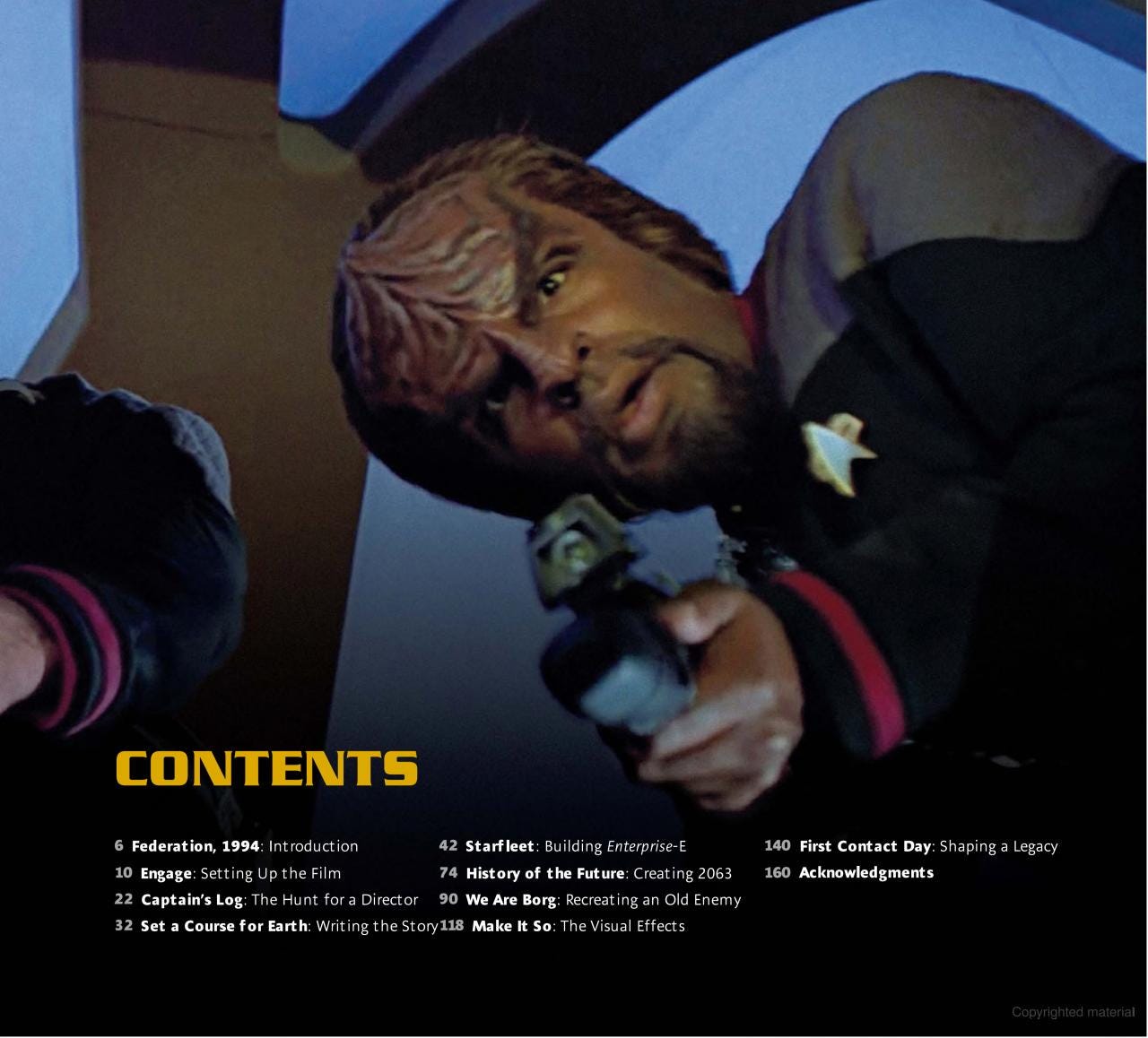 Table of contents page - includes close up of Worf