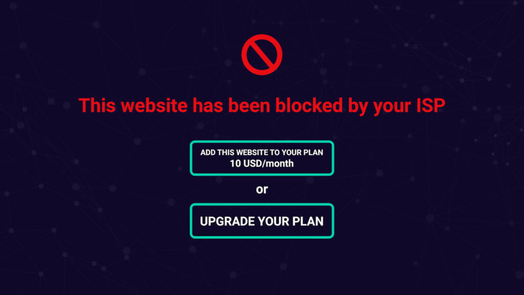 Sample webpage from a future without net neutrality