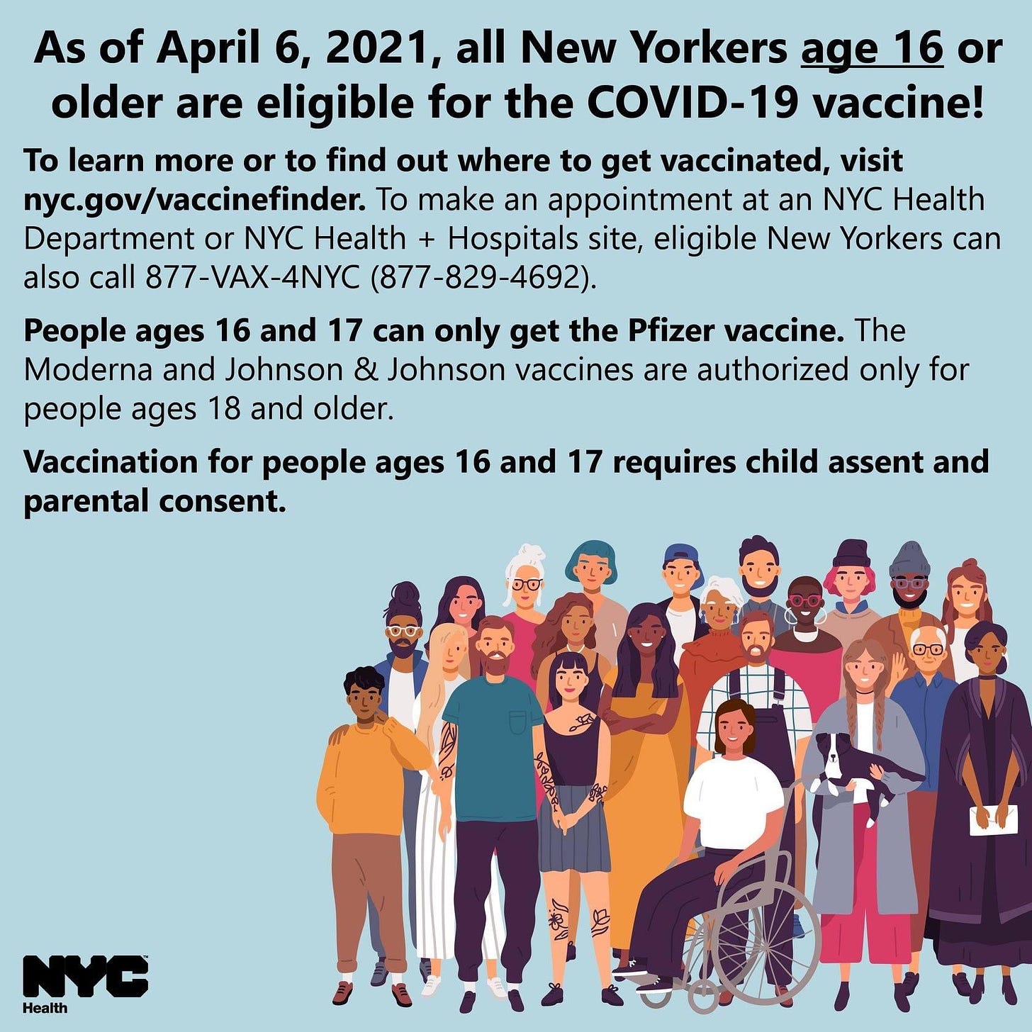Pfizer vs. Moderna age restrictions and guardian consent needed @NYC Health