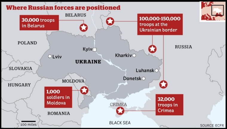 Russia-Ukraine map: Where Putin&#39;s troops are gathered on the border and how  an invasion could unfold