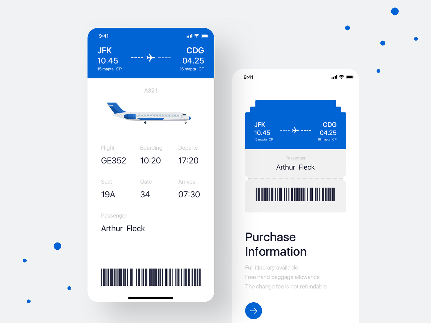 Flight ticket UI design by numberwan_ on Dribbble