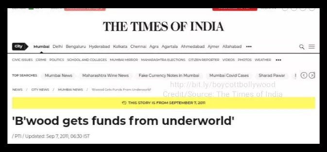 The underworld allegedly funds Bollywood