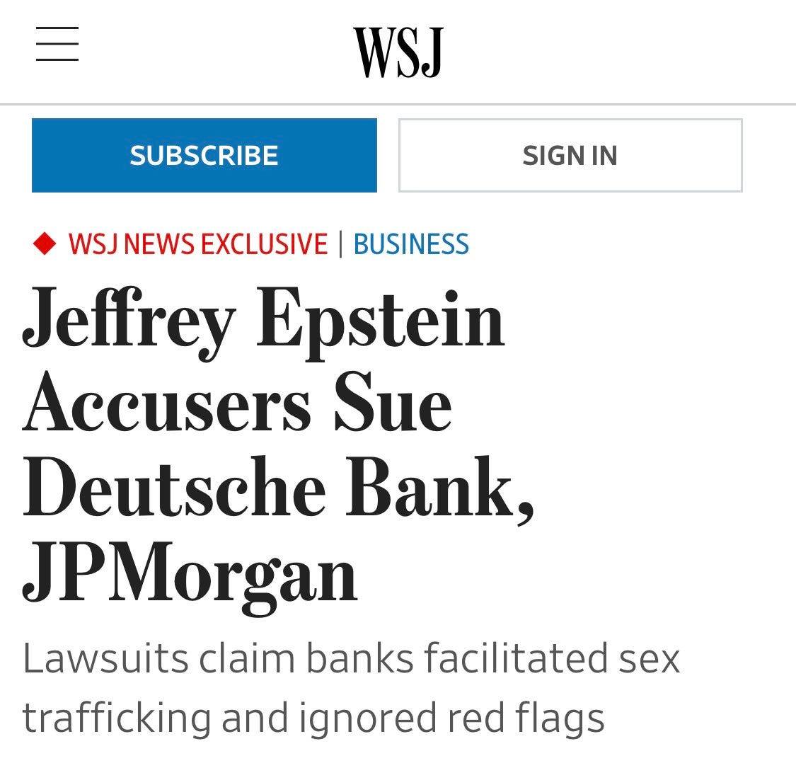 Major banks roped into Jeffery Epstein human trafficking operation