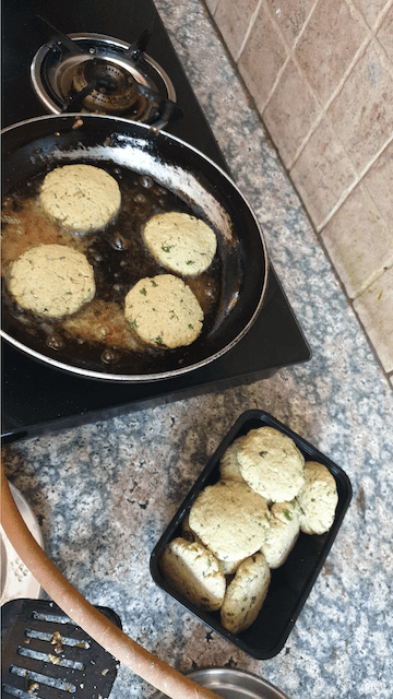 frying chicken shami kebab