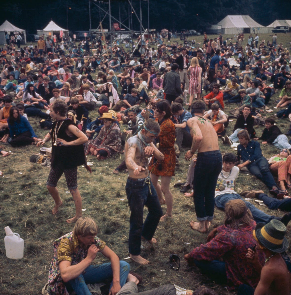 Hippies dancing at a 'Love-In' at the Festival of the Flower Children in the summer of 1967.