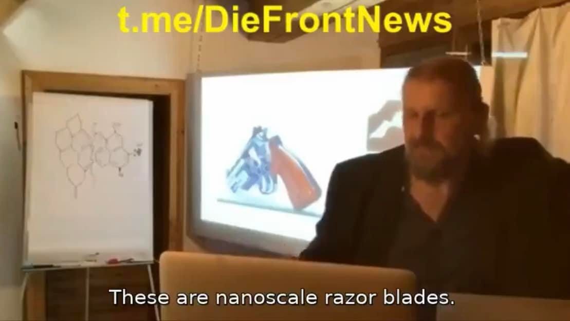 May be an image of 1 person and text that says "t.me/DieFrontNews These are nanoscale razor blades"