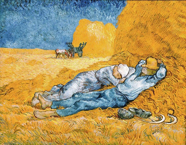 Worker's Noon Rest from Work in Field Art Print by Vincent Van Gogh | Pixels