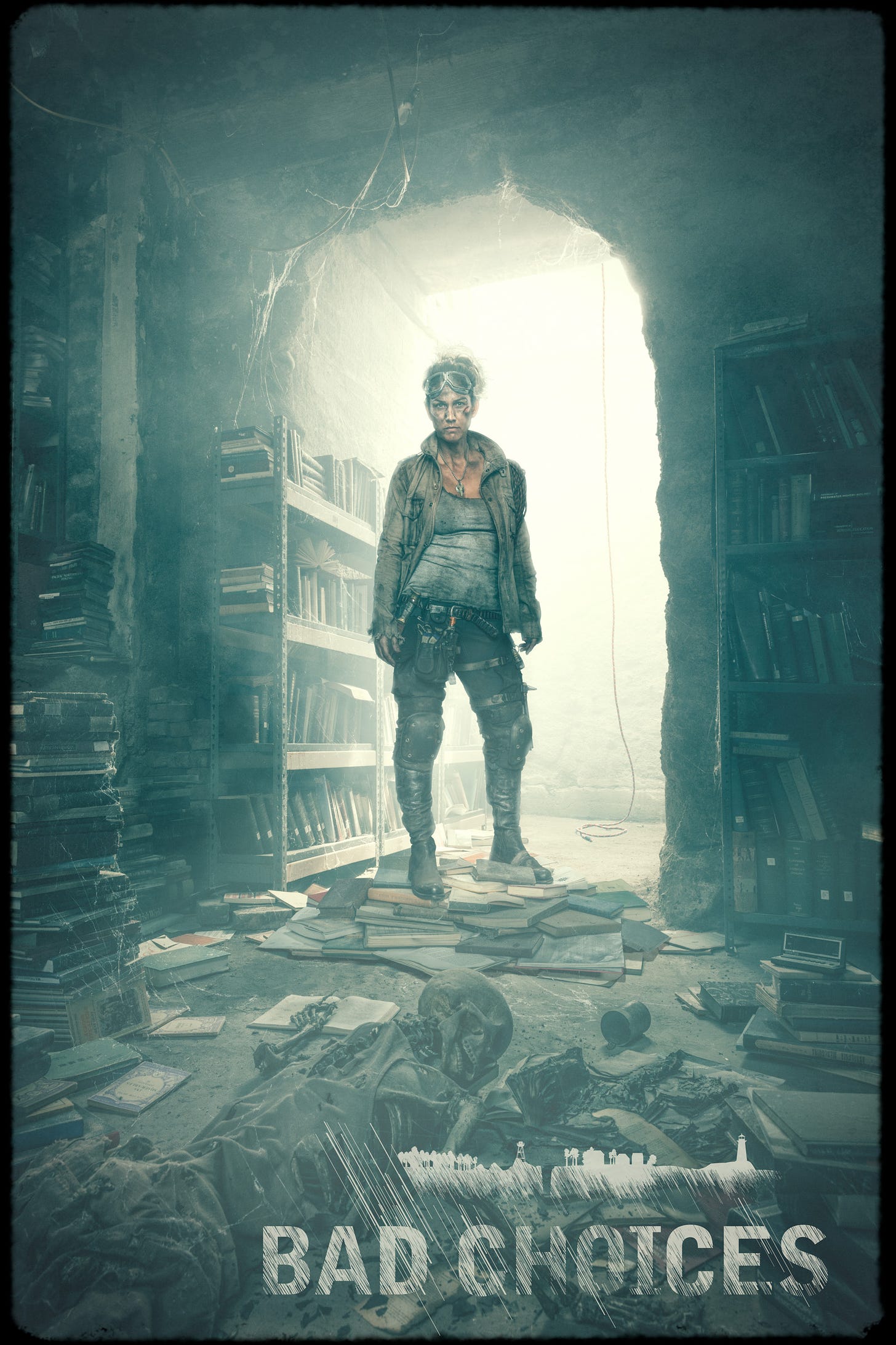 Turner is one of the characters featured in the Bad Choices Project. She has fallen into a hidden library bunker filled with old books and a skeleton.