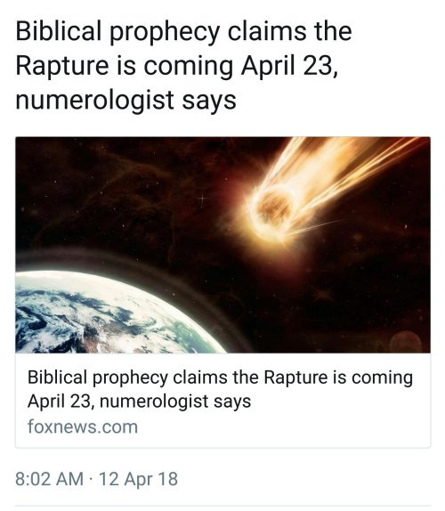 Biblical prophecy claims rapture is coming April 23
