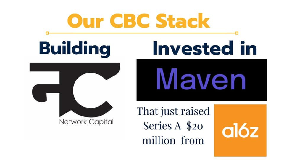 May be an image of text that says 'Our CBC Stack Building Invested in Maven Network Capital That just raised Series A $20 million from alóz'