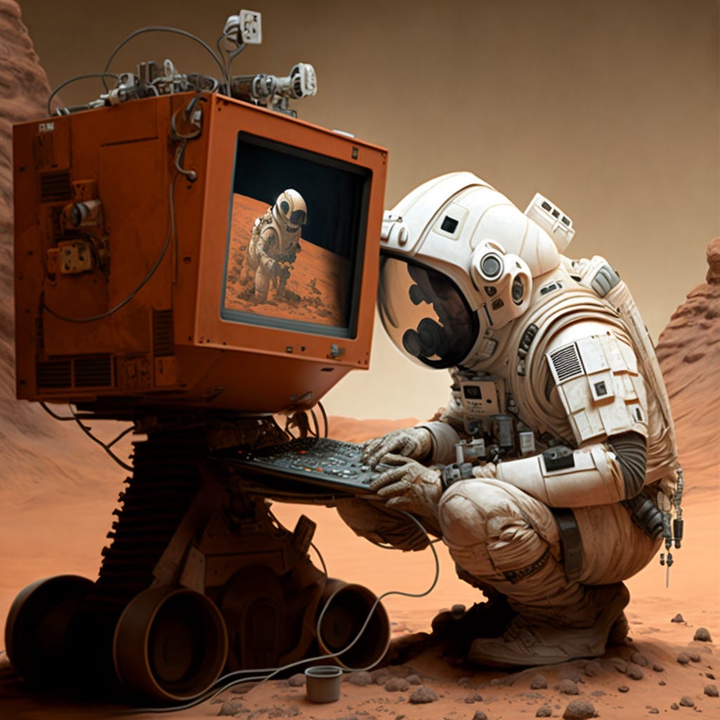 Curiosity rover uses his scanner to observe Mark Watney, the protagonist of the movie "The Martian"