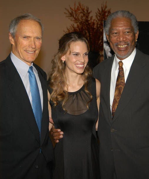 Clint Eastwood, Hilary Swank and Morgan Freeman during 