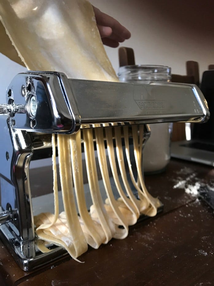 homemade pasta in pasta maker