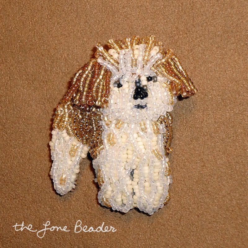 beaded Fluffy dog pin pendant custom bead embroidery pin pendant beadwork etsy