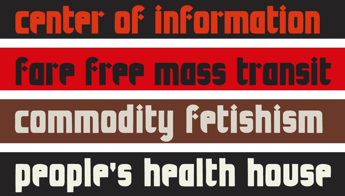 center of information | fare free mass transit | commodity fetishism | people's health house