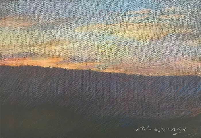 Newberry, Orange Sunset over San Jacinto Mountains, pastel