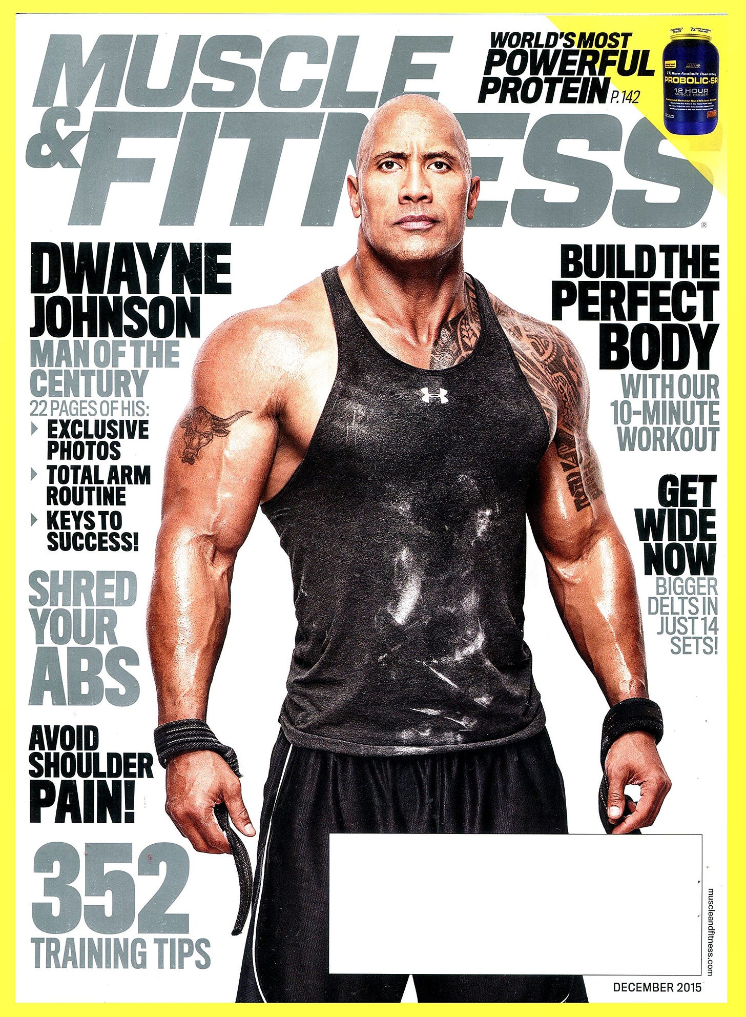 MUSCLE & FITNESS Magazine December 2015 - The Rock Dwayne Johnson Cover:  Amazon.com: Books