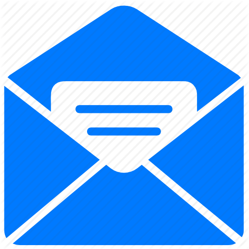 Mail, open, message, document, envelope, email, letter, blue icon