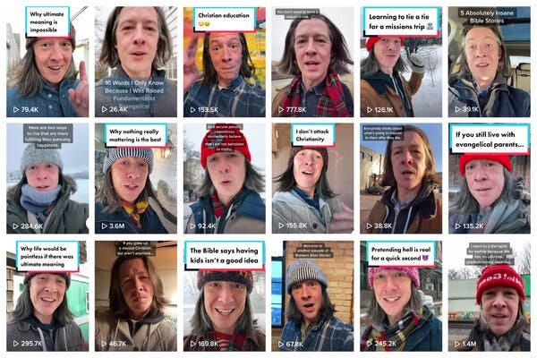 Abraham Piper has posted more than 300 videos on TikTok, many critiquing evangelical Christianity.