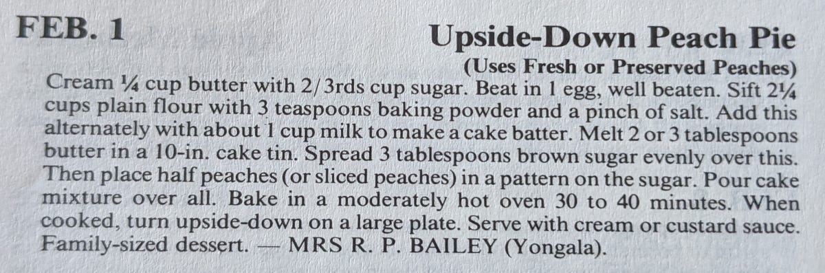 Recipe for Upside-Down Peach Pie
