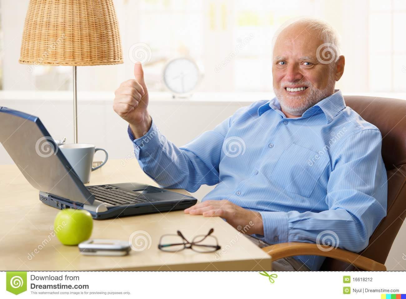 “Hide the Pain Harold” meme with the eponymous Harold giving a pained-looking thumbs up from behind a raft of obvious Dreamstime watermarks, with the Dreamstime download footer stuck to it as well, and an extremely subtle DALL-E watermark in the bottom right corner. Is it a real AI image? I’ll never tell.  