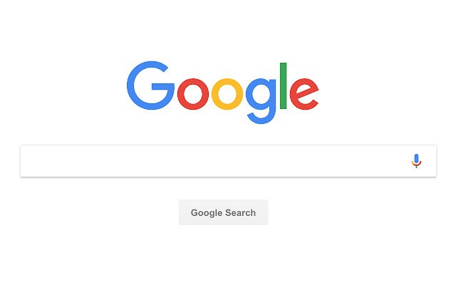 The Google.com search page. There’s only the logo, search bar, and a Google Search button available on it.