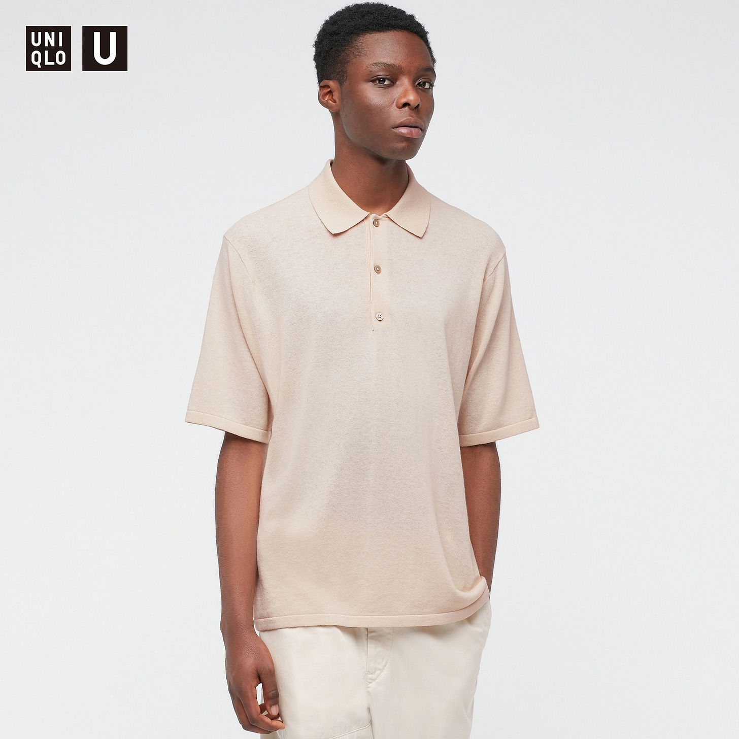 Fine-Gauge Knitted Short-Sleeve Knitted Polo Shirt