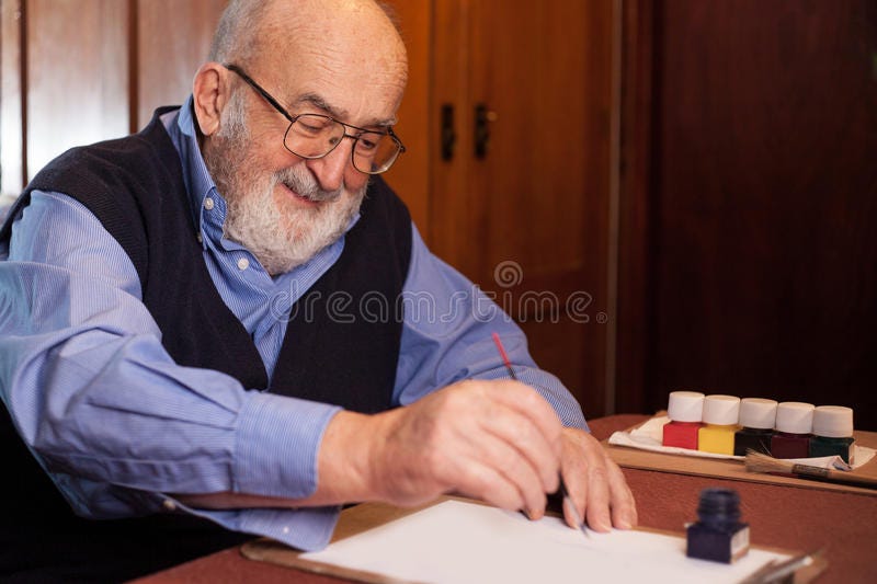 Old man writing a letter stock image. Image of classic - 87445337