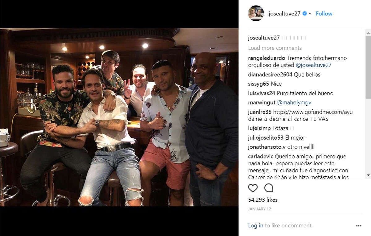 Jose Altuve ... Hung out with singer/actor Marc Anthony. (Instagram)